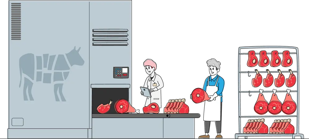 Fleischherstellung  Illustration