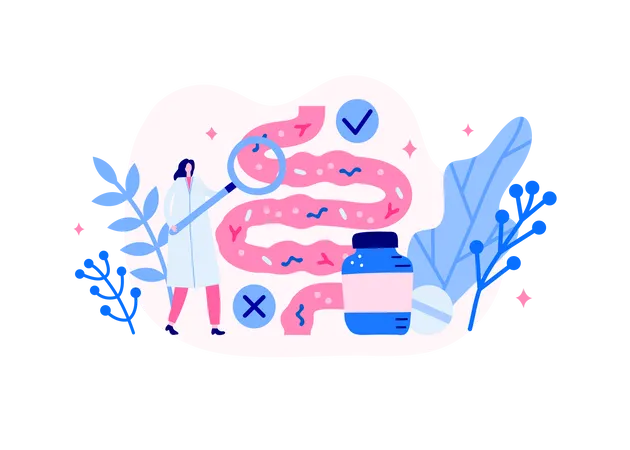 Flora intestinal humana saudável  Ilustração