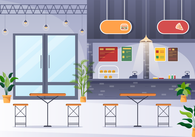 Food Court  イラスト