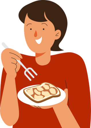 Foodie People eating Toast  Illustration