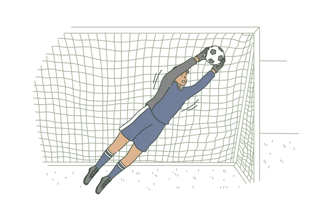 Football goalkeeper catching ball  Illustration