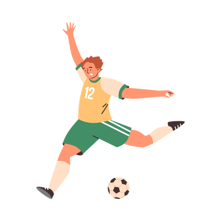 Football soccer player man running to kick football  Illustration