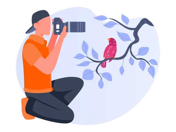 Fotógrafo masculino tirando foto  Ilustração
