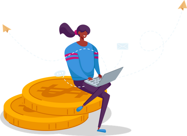 Freiberuflerin arbeitet an Projekt  Illustration