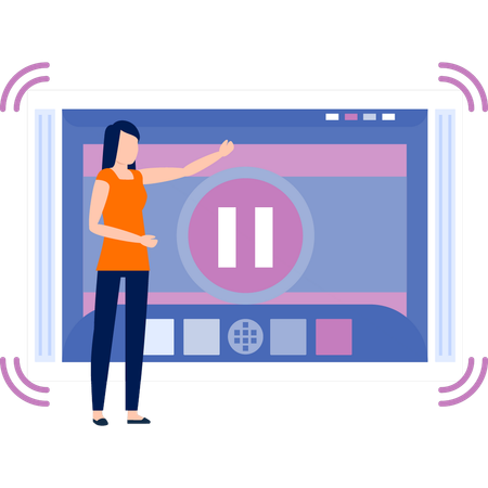 Frau pausiert Video auf Tab  Illustration