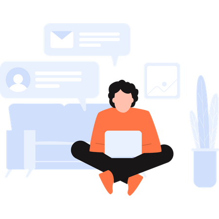 Freiberufler, der von zu Hause aus digitales Marketing betreibt  Illustration