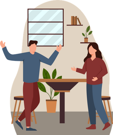 Freund und Freundin im Café  Illustration