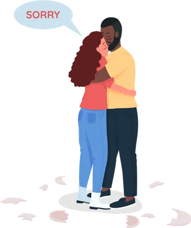 Freund und Freundin entschuldigen sich  Illustration