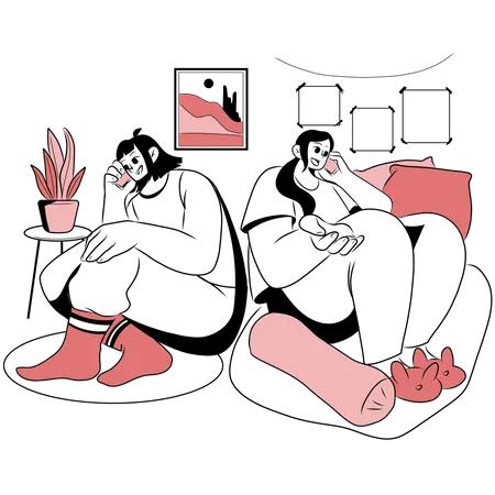 Freunde rufen per Telefon an  Illustration