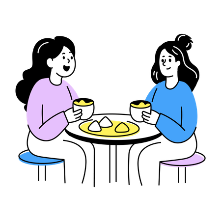 Friends doing Tea gossip  Illustration