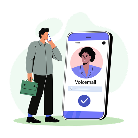 Funcionário enviando correio de voz  Ilustração