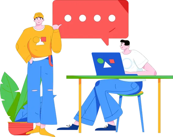 Funcionários conversando por meio de mensagens  Ilustração