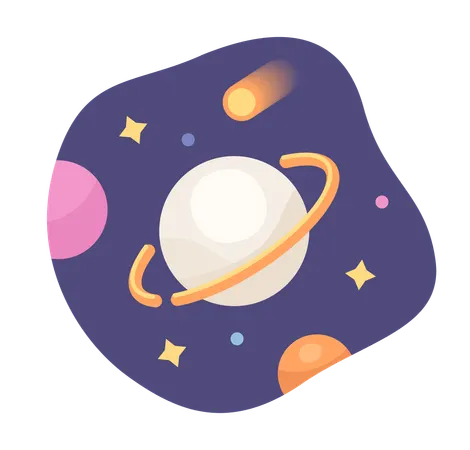 Galaxie avec planète et étoiles  Illustration