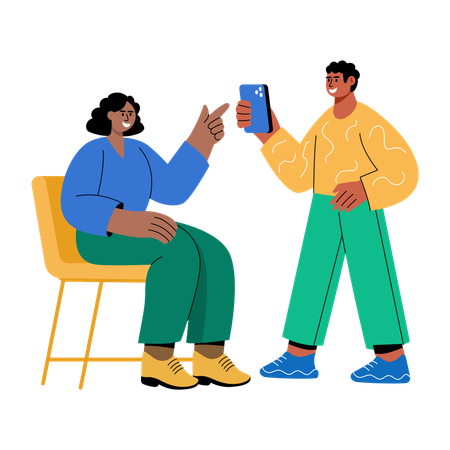Garçon créant une vidéo publicitaire  Illustration