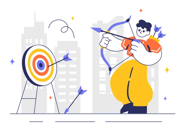 Garçon jouant au sport de tir à l'arc  Illustration