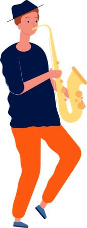 Garçon jouant d'un instrument de musique  Illustration
