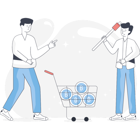 Garçon minant des cryptomonnaies  Illustration