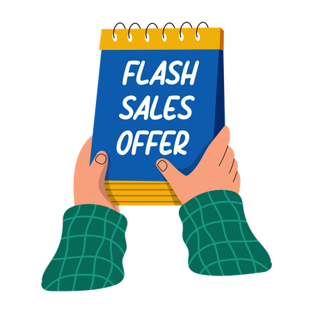 Garçon montrant une offre de vente flash  Illustration