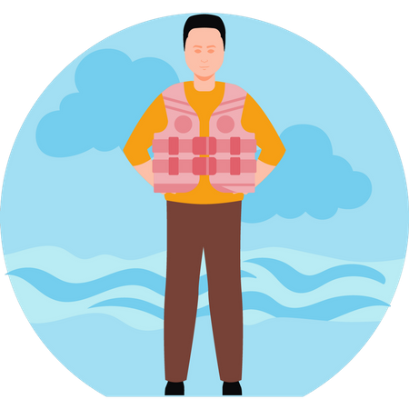 Garçon portant un gilet de sauvetage  Illustration