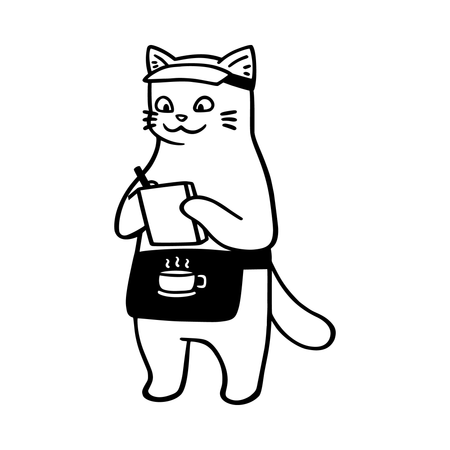 Gatos brincalhões segurando o cardápio  Ilustração
