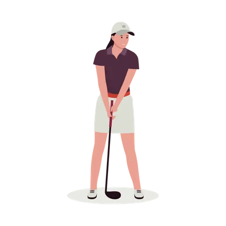 Menina jogando golfe  Ilustração