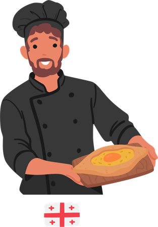 Georgian Chef Presents A Beautifully Baked Khachapuri  Illustration