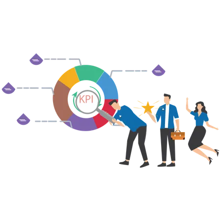 Geschäftsleute, die KPI-Analysen durchführen  Illustration