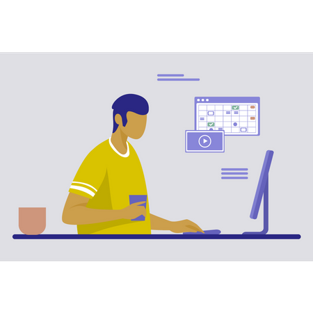 Geschäftsmann, der an einem Projekt arbeitet  Illustration