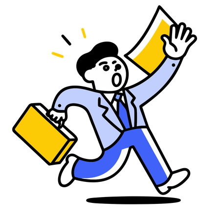 Geschäftsmann kommt zu spät ins Büro  Illustration