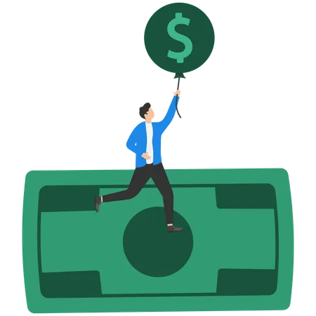 Geschäftsmann mit hoher Währungsinflation  Illustration