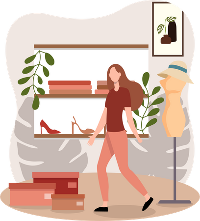 Girl buying fashion accessories  Illustration