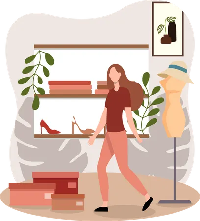 Girl buying fashion accessories  Illustration