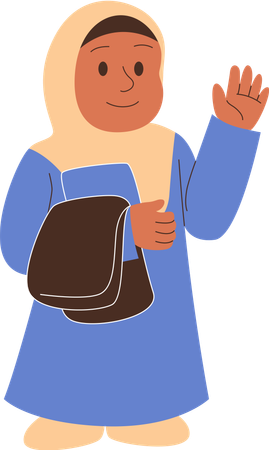 Girl carrying mukena and quran  Illustration