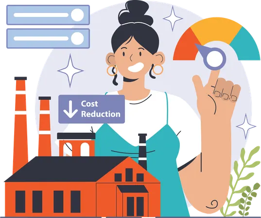 Girl doing cost reduction analysis  Illustration