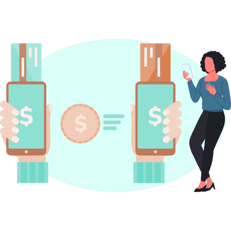 Girl doing mobile payment  Illustration