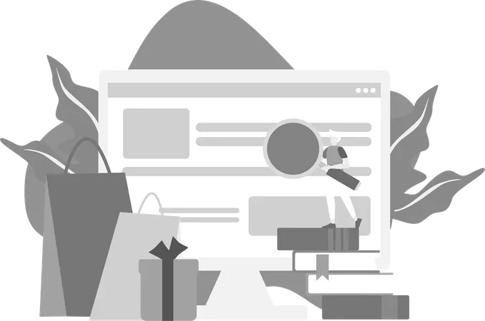 Girl Doing Product Search On Ecommerce  Illustration