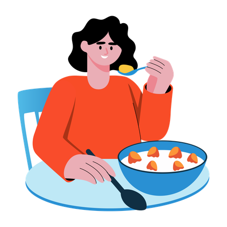 Girl eating healthy food  Illustration