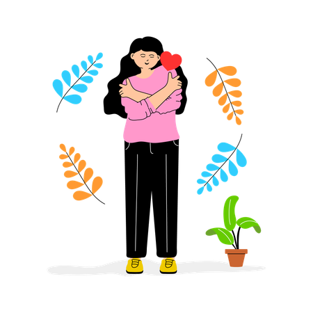Girl embracing self love  Illustration