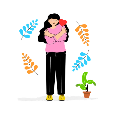 Girl embracing self love  Illustration