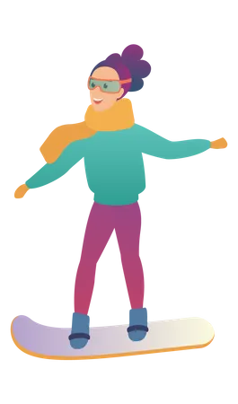 Girl enjoying snowboard  Illustration