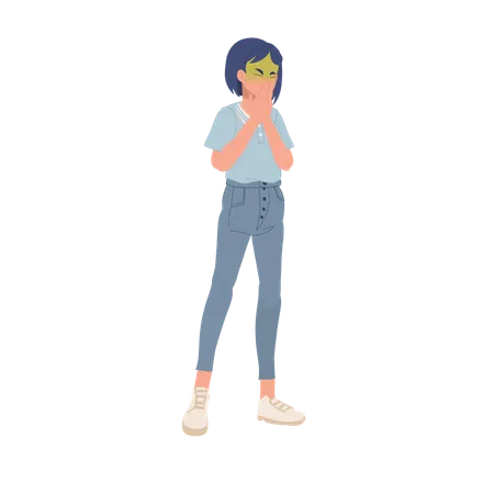 Girl Feeling Nauseous And Ready To Vomit Due To Unpleasant Odor  Illustration
