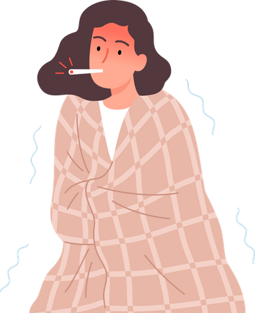 Girl feeling unhealthy due to sickness  Illustration