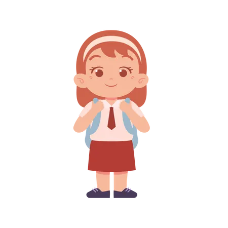 Girl Get Ready For Going To School  Illustration