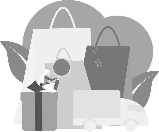 Girl Having Online Shopping Experience  Illustration
