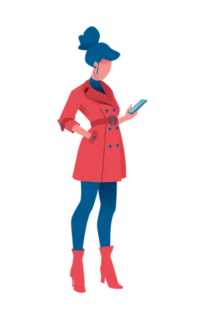 Girl holding smartphone  Illustration