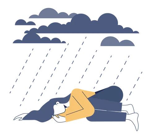 Girl in depression  イラスト
