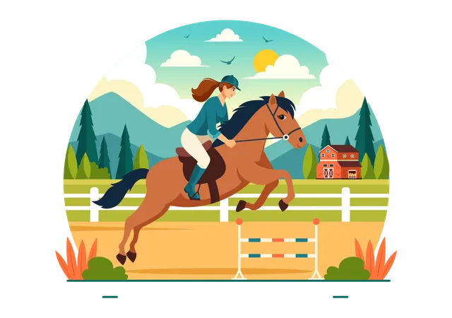 Girl is a horse trainer  Illustration
