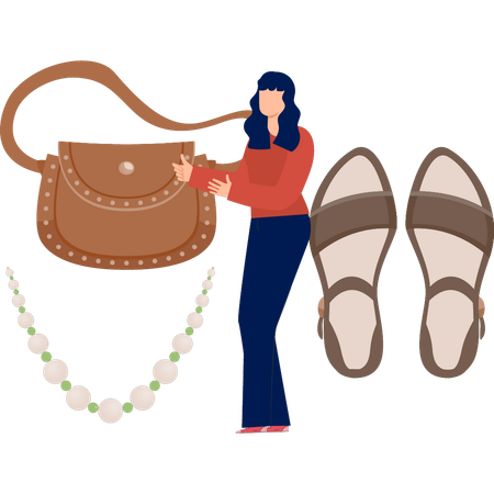 Girl is holding hand bag  Illustration