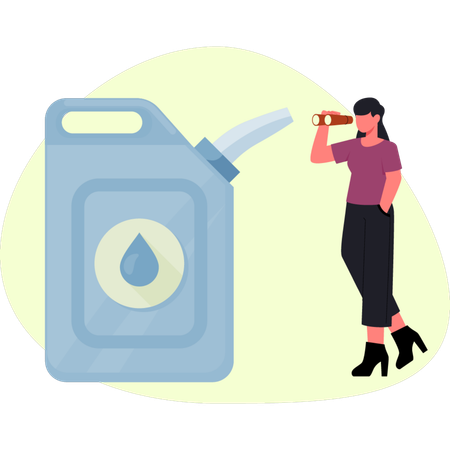 Girl is looking petrol pump nozzle  Illustration