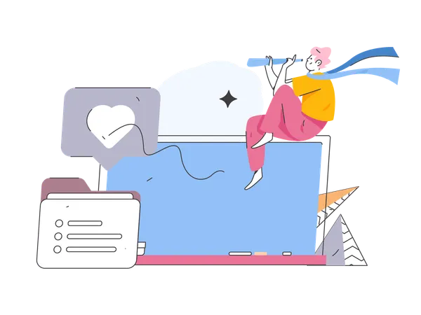 Girl looking for like  Illustration